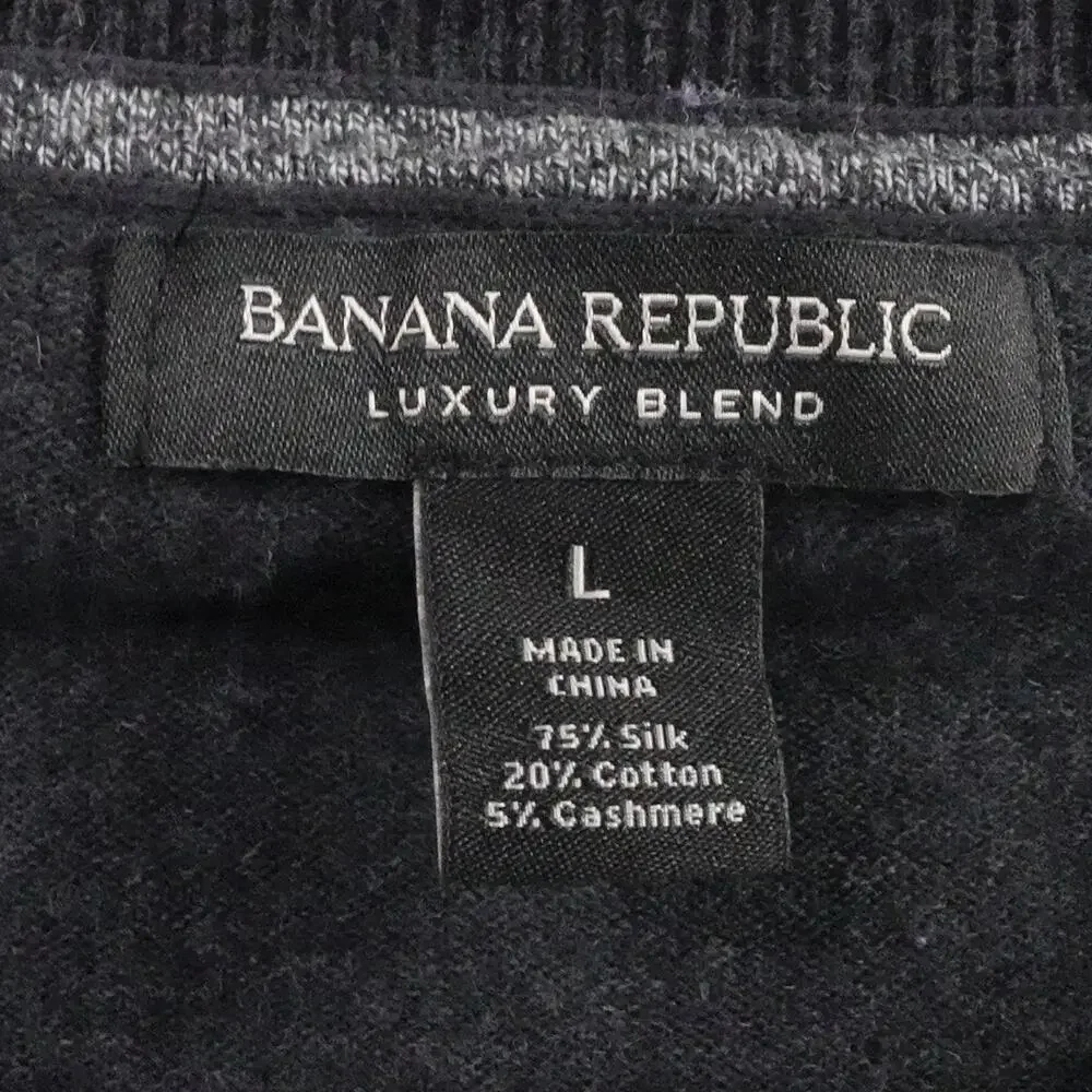 Banana Republic Sweater Men Large Gray Silk Cashmere Crewneck Luxury Knit Casual